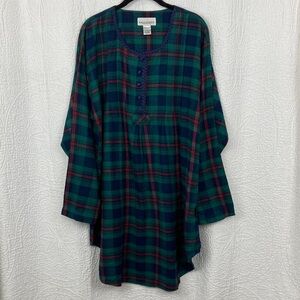 Bali Studio Women’s Blue Plaid Flannel Sleep Dress sz Large